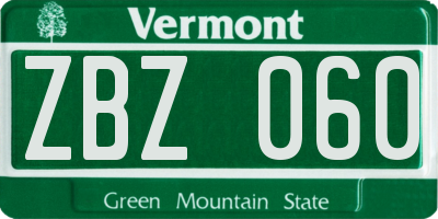 VT license plate ZBZ060