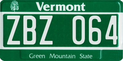 VT license plate ZBZ064