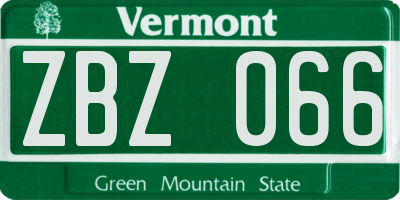 VT license plate ZBZ066