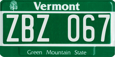 VT license plate ZBZ067