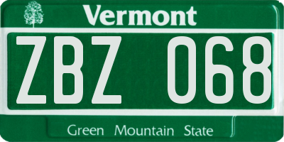 VT license plate ZBZ068