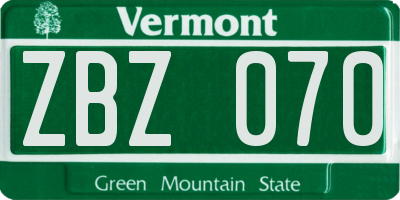 VT license plate ZBZ070