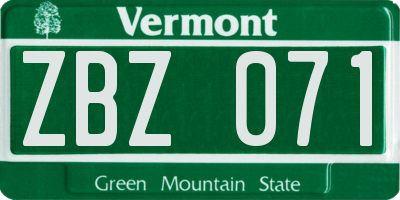 VT license plate ZBZ071