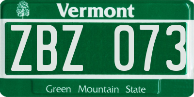 VT license plate ZBZ073