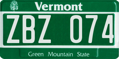 VT license plate ZBZ074