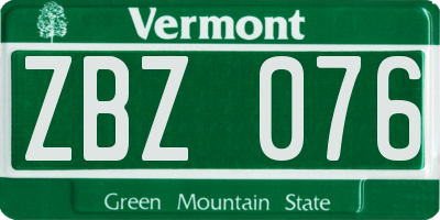 VT license plate ZBZ076