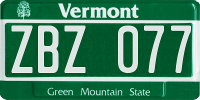 VT license plate ZBZ077