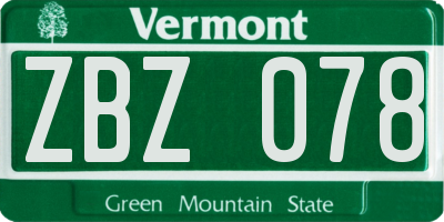 VT license plate ZBZ078