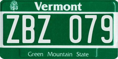 VT license plate ZBZ079