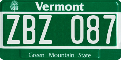 VT license plate ZBZ087