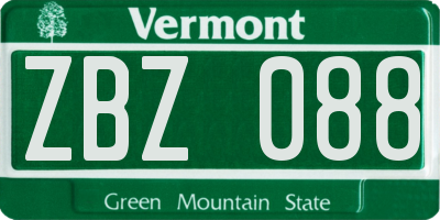 VT license plate ZBZ088