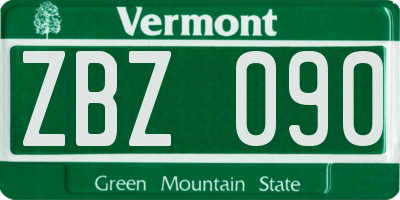 VT license plate ZBZ090