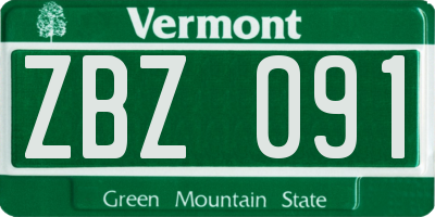 VT license plate ZBZ091