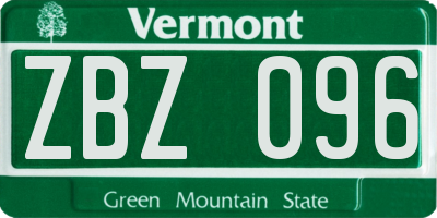 VT license plate ZBZ096