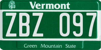 VT license plate ZBZ097