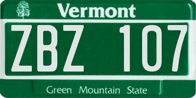 VT license plate ZBZ107