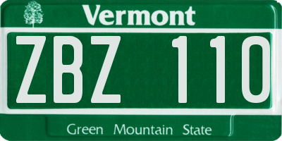 VT license plate ZBZ110