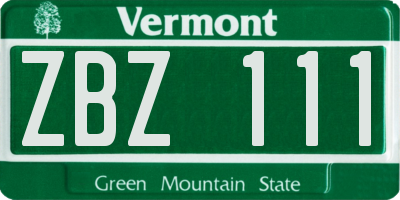 VT license plate ZBZ111