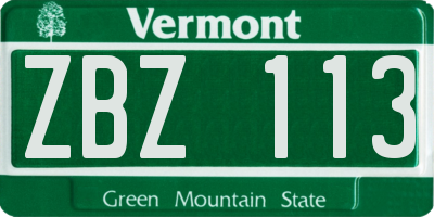 VT license plate ZBZ113
