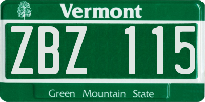 VT license plate ZBZ115