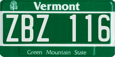 VT license plate ZBZ116