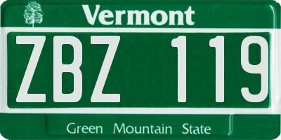 VT license plate ZBZ119