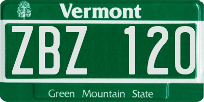 VT license plate ZBZ120