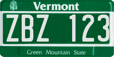 VT license plate ZBZ123