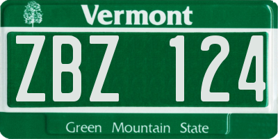 VT license plate ZBZ124