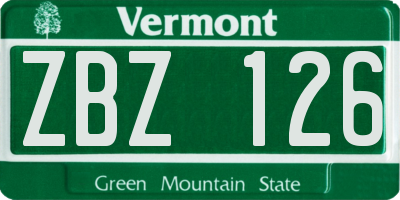 VT license plate ZBZ126