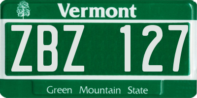 VT license plate ZBZ127