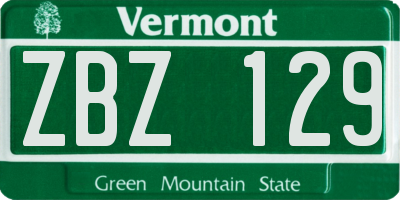 VT license plate ZBZ129