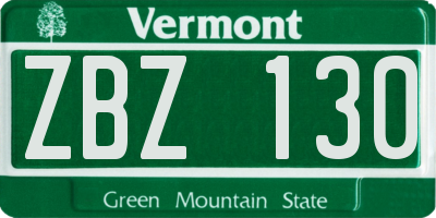 VT license plate ZBZ130