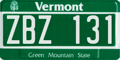 VT license plate ZBZ131