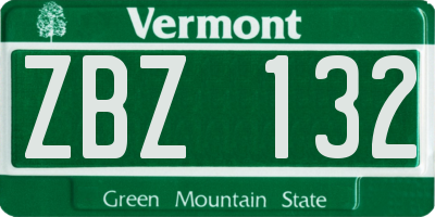 VT license plate ZBZ132