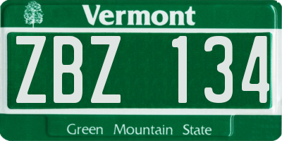 VT license plate ZBZ134
