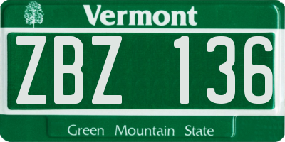 VT license plate ZBZ136