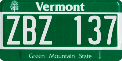 VT license plate ZBZ137