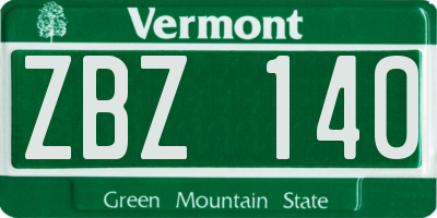 VT license plate ZBZ140