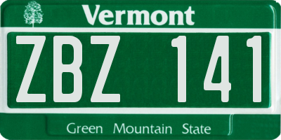 VT license plate ZBZ141