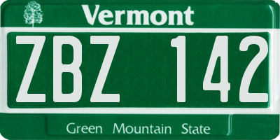 VT license plate ZBZ142