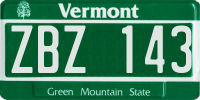 VT license plate ZBZ143