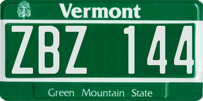 VT license plate ZBZ144