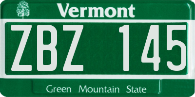 VT license plate ZBZ145