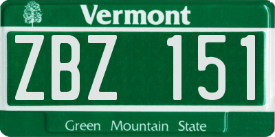 VT license plate ZBZ151