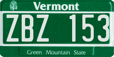 VT license plate ZBZ153