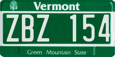 VT license plate ZBZ154