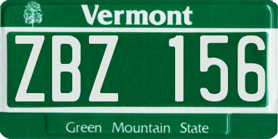 VT license plate ZBZ156