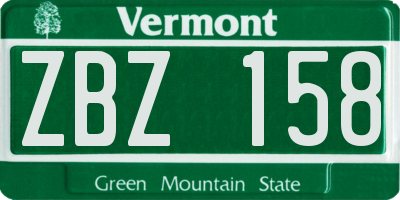 VT license plate ZBZ158