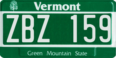 VT license plate ZBZ159